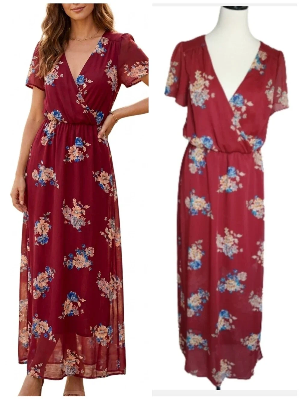 Maurices rust colored floral maxi dress Women's size medium